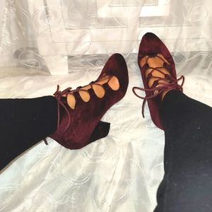 Maroon ankle boots